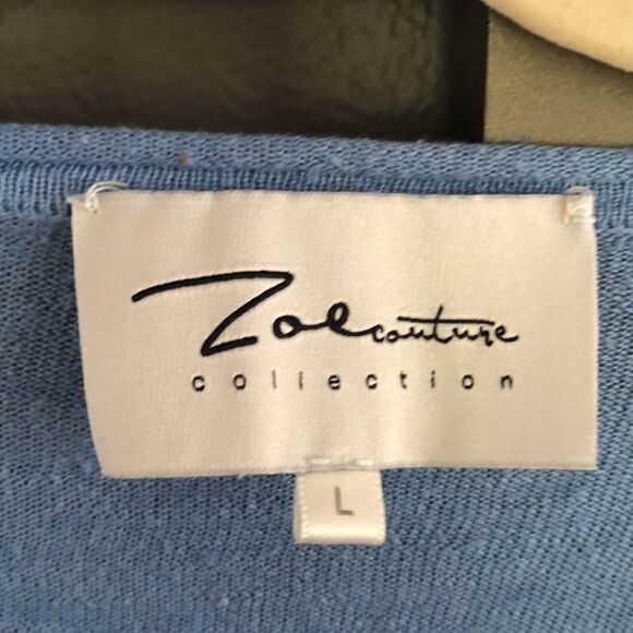 Zoe Cputure 100% silk Blue tie-dye lightweight knit top. Size L crop - Picture 2 of 7